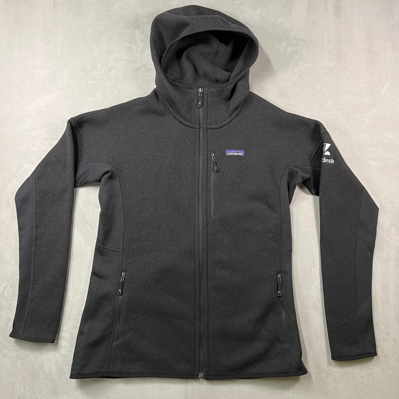 Patagonia Jackets & Blazers - Patagonia Better Sweater Hoody Women L Black Full Zip Fleece Jacket Company Logo